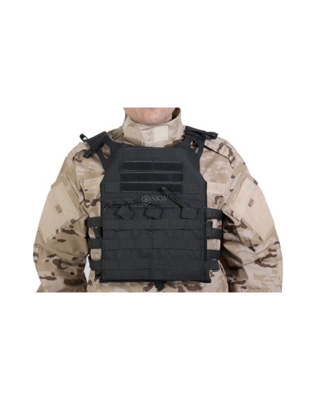 CHALECO PLATE CARRIER NEGRO DELTA TACTICS V18 + 2 PLACAS DE PROTECCION DUMMY