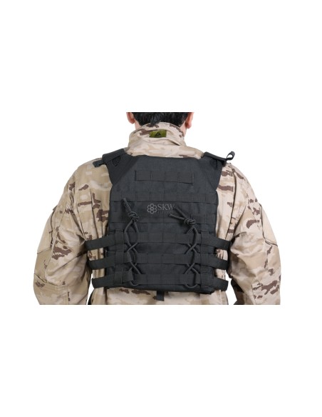 CHALECO PLATE CARRIER NEGRO DELTA TACTICS V18 + 2 PLACAS DE PROTECCION DUMMY