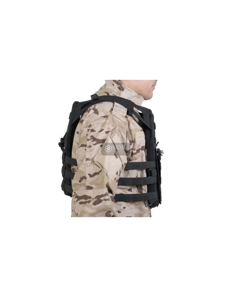 CHALECO PLATE CARRIER NEGRO DELTA TACTICS V18 + 2 PLACAS DE PROTECCION DUMMY