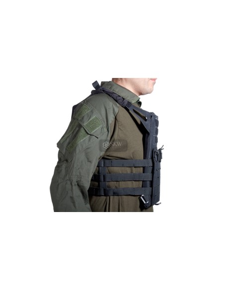 CHALECO PLATE CARRIER CORTE LASER NEGRO V18 + 2 PLACAS DE PROTECCION DUMMY