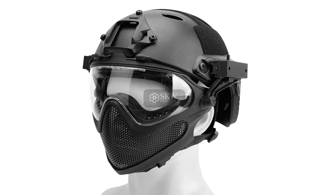 CASCO TIPO FAST Y MASCARA NEGRO DELTA TACTICS