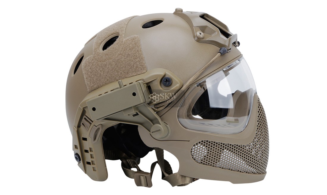 CASCO TIPO FAST Y MASCARA TAN DELTA TACTICS
