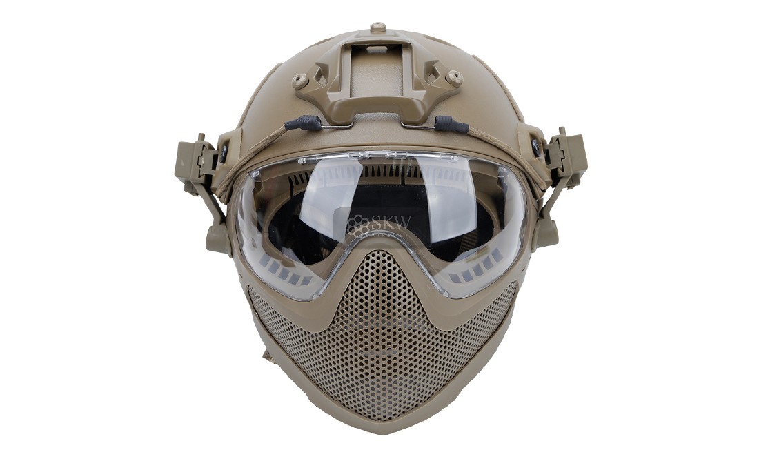 CASCO TIPO FAST Y MASCARA TAN DELTA TACTICS