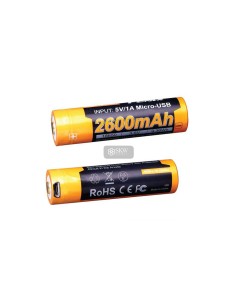 RECHARGEABLE BATTERY MINI USB 18650 3.6V 2600 MAH FENIX