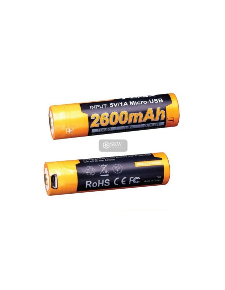 PILA RECARGABLE MINI USB 18650 3.6V 2600 MAH FENIX