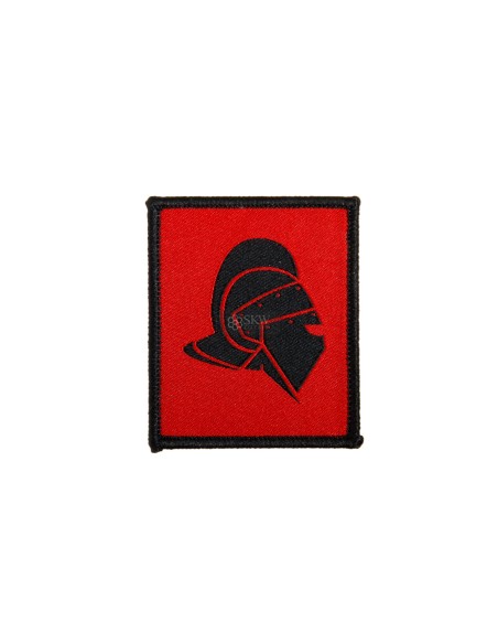 HELMET PATCH RED BACKGROUND 57X68 MM